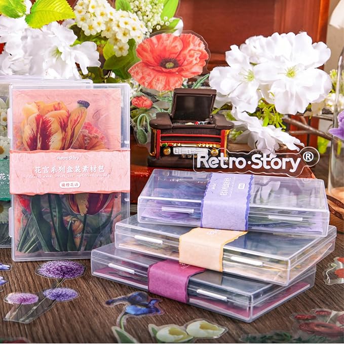 Teozeqe 31 PCS Premium Flower Scrapbook Kit – Big Realistic Floral PET Stickers & Vintage Paper for DIY Crafts, Bullet Journals & Scrapbooking 3 x 4.7 (Light Pink Fragrance)