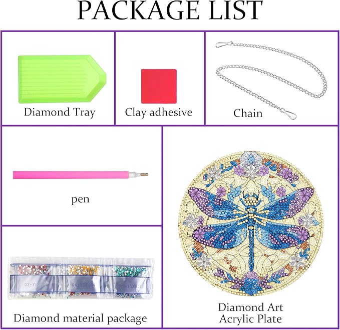 Hanging Diamond Art Kits for Adults Dragonfly – 8x8 Inch Double-Sided Acrylic Board DIY Crystal Diamond Suncatcher Pendant, Sparkling Home Wall or Window Decoration Handmade Gift