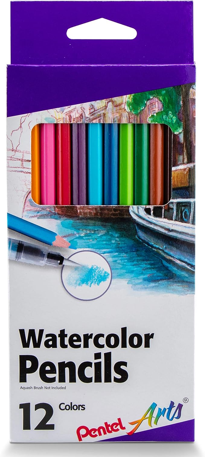 Pentel Arts Watercolor Pencil Set, 12 Color Set (CB9-12)