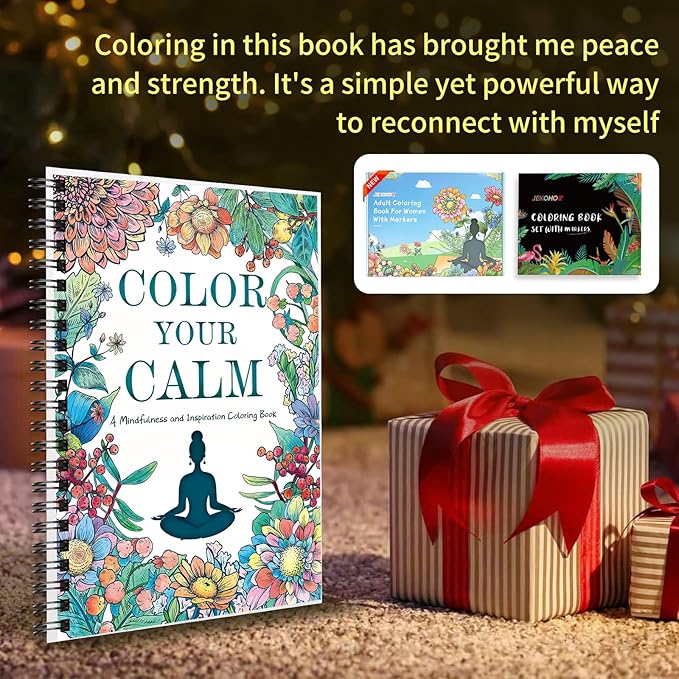 Adult Coloring Book for Women with 36 Dual-Tip Markers, 30 Patterns Positive Quotes Coloring Books for Adults Relaxation, Calming Gifts for Anxiety and Mindfulness Gifts for Women