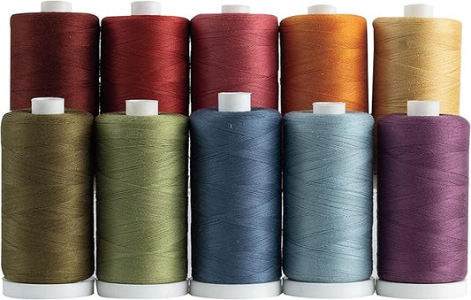 connecting threads 100% cotton thread sets - 1200 yard spools (set of 10 - country garden)