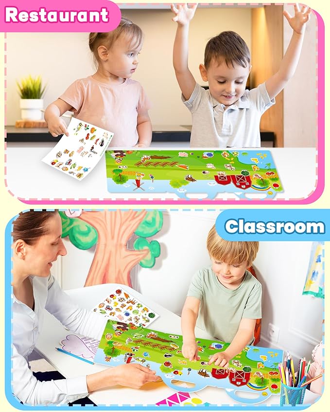 walenced reusable sticker book for toddlers, stickers for kids, toddler craft activities, toddler travel toys ages 3 and up boy girl birthday gifts