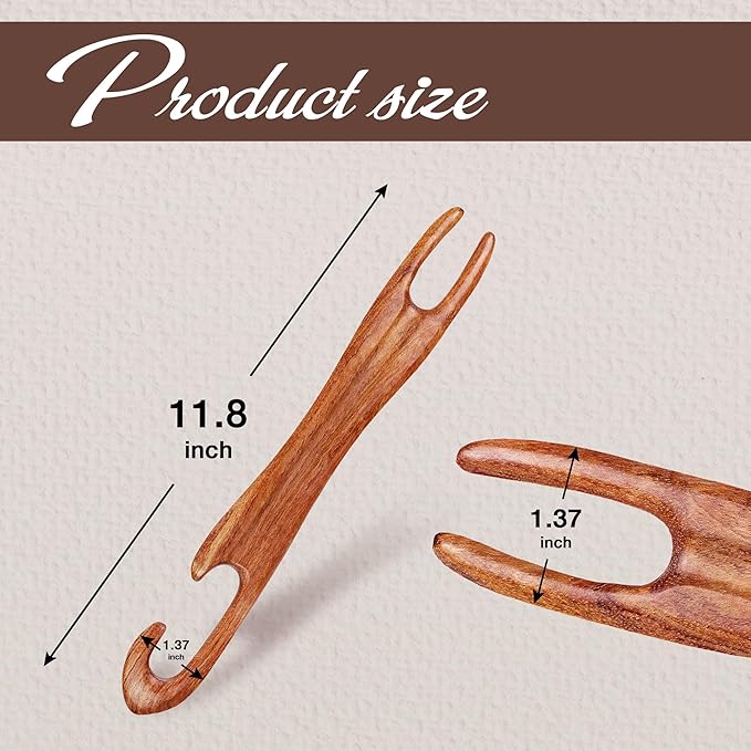 Savina 11.8in Wooden Weaving Shuttle - Handcrafted Loom Sticks for Weaving, Handmade DIY Weaving & Crafts, Ideal Accessories for Sweaters, Scarves, Tapestries. (1Pcs)