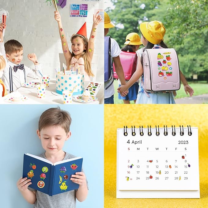 24 sheets(350+) fruit 3d puffy stickers for toddlers kids, bulk preschool sticker sheets for reward, craft, scrapbooking