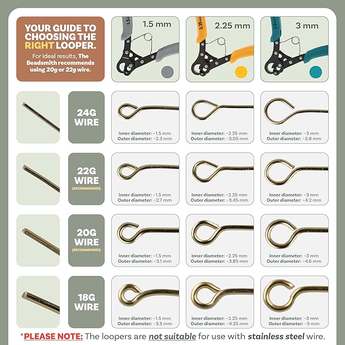 The Beadsmith Original One Step Loopers – 3-Piece Combo Pack, includes 1.5 mm, 2.25 mm & 3 mm Looper Pliers, Use With 24-18g Craft Wire (Patented)