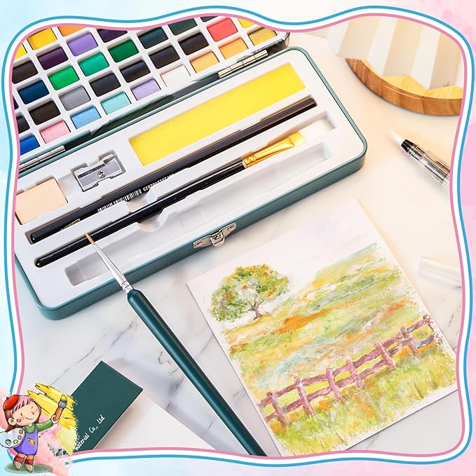 50 Colors Watercolor Paint Set, Watercolor Set with Watercolor Paper, Palette, Brushes, Water Color Art Supplies for Beginner Artists Adults Mothers Day Gifts for Mom
