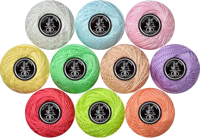 Crochet Thread 10 Balls Cardinal Size 8 for Crochet Hardanger Cross Stitch Needlepoint Hand Embroidery (Warm Color Series)