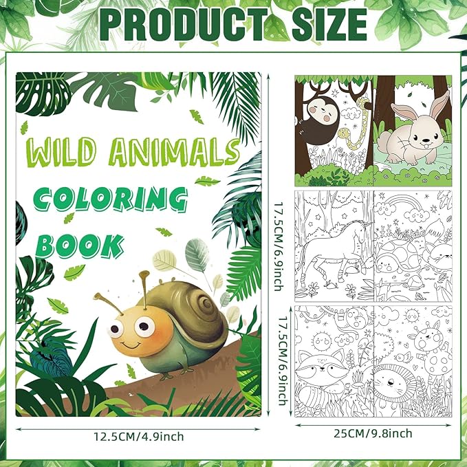 iliful 144 Pcs Wild Animals Coloring Book Bulk DIY Art Stress Relief Drawing Book with Wildlife Patterns for Adults, Party Favors, Goodie Bag Filler and Holiday Gifts