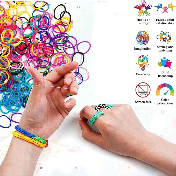 15000+ Rubber Loom Bands, Mega Rubber Bands Bracelet Kit,Loom Bracelet Making Kit with 3 Layer Container,30 Colors,380 Beads,30 Charms,Clips, Hooks Tools for DIY Art Holiday Gift