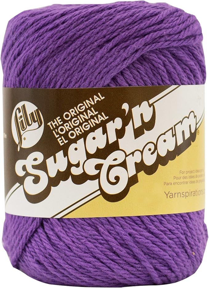 Lily Sugar 'N Cream The Original Solid Yarn, 2.5oz, Medium 4 Gauge, 100% Cotton - Purple - Machine Wash & Dry