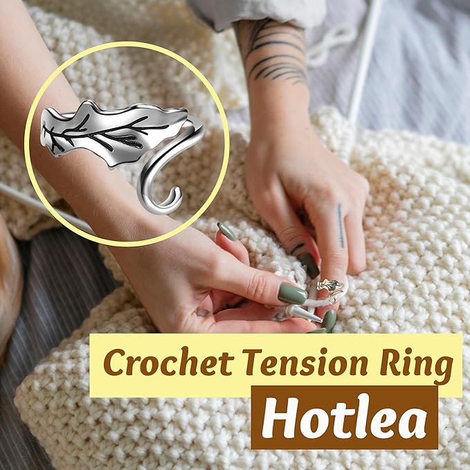 4 Pieces Crochet Ring for Finger Adjustable Yarn Tension Rings for Crocheting Yarn Guide Knitting Rings Crochet Tools