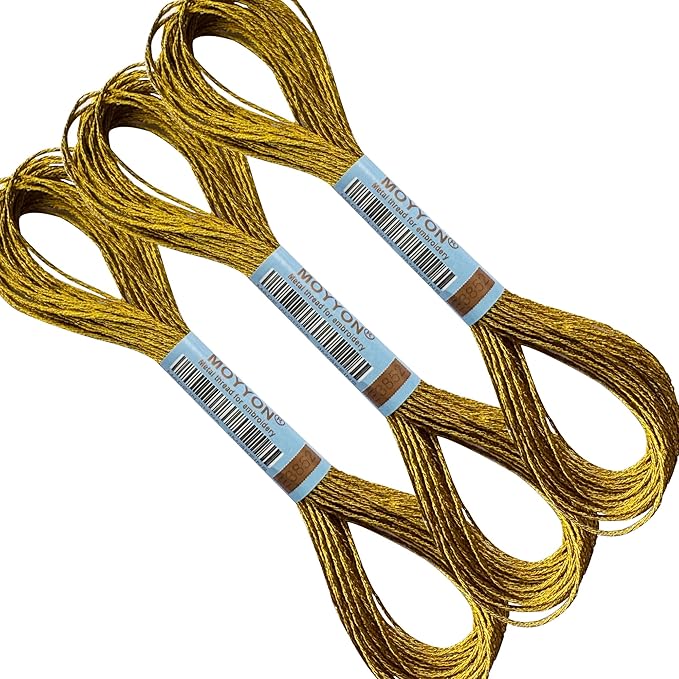3 Skeins Embroidery Thread, Metallic Embroidery Floss Set, Polyester Cross-Stitch Threads for Hand Embroidery, String Art(E3852)