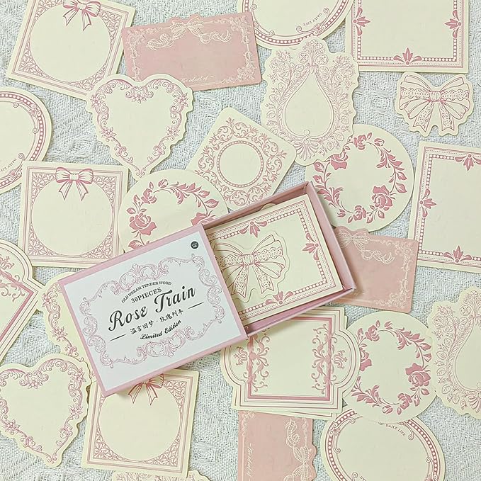 120 Sheets Vintage Embossed Scrapbook Paper,Mini Pink Journaling Scrapbooking Supplies Kit Aesthetic Decorative Craft Stationery for Journaling, Junk Journals, Planners & Scrapbooking Supplies