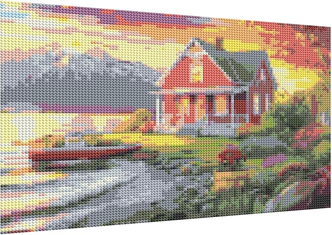 DOTZSO Landscape Diamond Painting Kits for Adults, Easy DIY 5D Round Full Drill Diamond Art kit Diamond Dot Crystal Gem Art and Craft for Beginners Home Wall Decor 12x16 Inches
