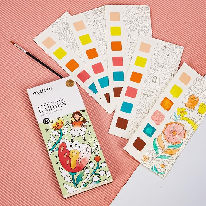 Pocket Watercolor Book Set, Watercolor Painting Book,Watercolor Bookmarks for Kids, Beginning, Students Painters Christmas Gifts (1PCS-A)