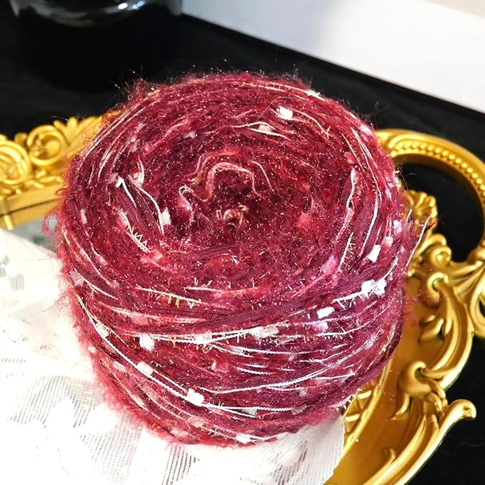 Hand Spun Art Yarn 2 Pack of 50g/Skein with Hand Blended Colorful Handmade for Jewelry Making, Junk Magazines Knitting Crafts Textile Decorative Tassels Card Making