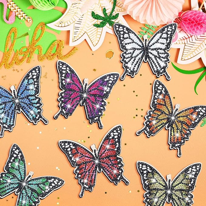 10 Pcs DIY Butterfly Diamond Painting Coasters Kit With Holder for Beginners, Adults and Kids - Spring Art Craft Supplies Gift