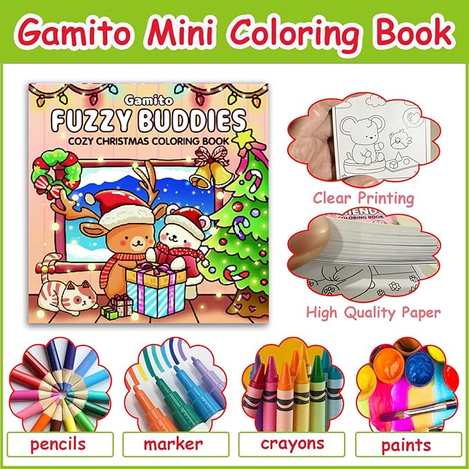 Mini Christmas Coloring Book for Adults, 2-Pack Travel Small Coloring Books, Pocket Size Adults Relaxation Coloring Books Stress Relief Books