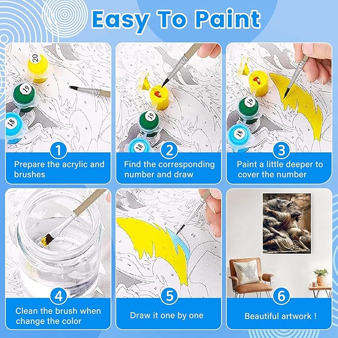 KYOQFVN Jesus and Wolf Paint by Numbers for Adults - DIY Adult Paint by Number Kit on Canvas, Easy Acrylic Painting Kits for Home Wall Decor 16x20 Inch（Without Frame）