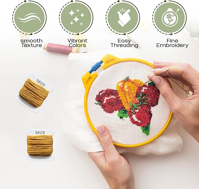 Embroidery Floss Kit and Refills - Cotton Threads - DMC Color Coding for Cross Stitch, String Crafts, Friendship Bracelets
