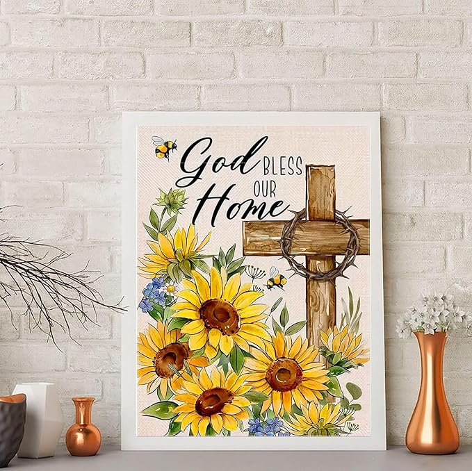 Meothan Diamond Painting Kits for Adults, Sunflower Cross Diamond Art Kits for Adults, Full Drill 5D DIY Paint with Diamond Dots Gem Art Crafts Projects for Home Room Decor12x16 in Christ Religion