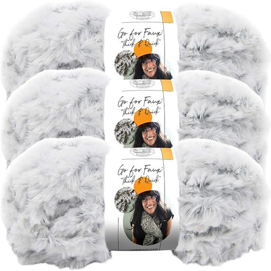 (3 Pack) Lion Brand Yarn Go for Faux Thick & Quick Bulky Yarn, Chinchilla