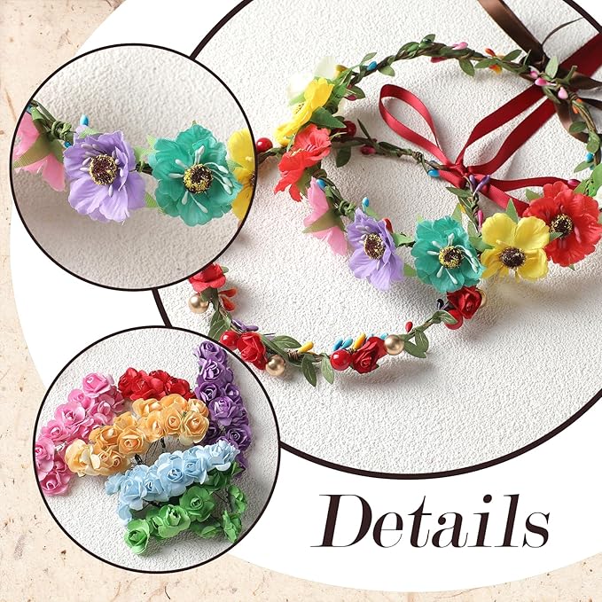 DIY Flower Crowns Making Kit, 195 Pcs Make Your Own Fairy Floral Headband Making Kit, Handmade Creativity Flower Hair Accessories Craft Set for Women Birthday Party Arts Creative Gifts Decor