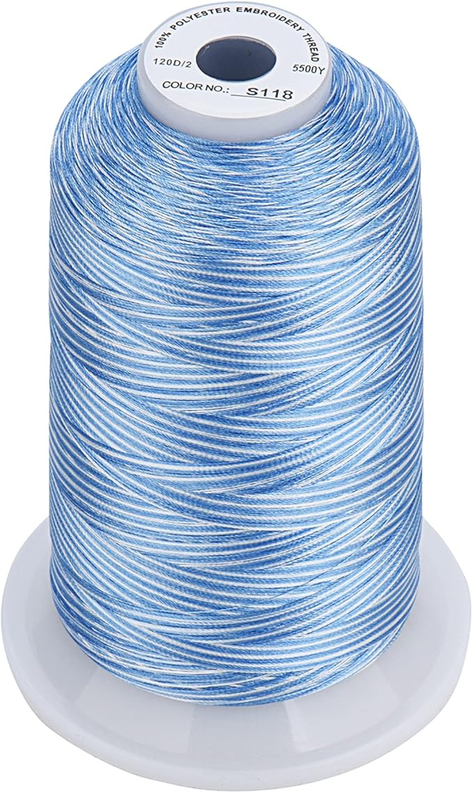 Simthread - 33 Selections - Various Assorted Color Packs of Polyester Embroidery Machine Thread Huge Spool 5500Y for All Sewing Embroidery Machines - 3 Variegated Colors 2