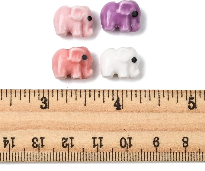 18Pcs Porcelain Ceramic Elephant Beads, 4 Colors Cute Animal Porcelain Loose Spacer Beads for DIY Necklaces Bracelets Crafts Supplies Jewelry Accessories