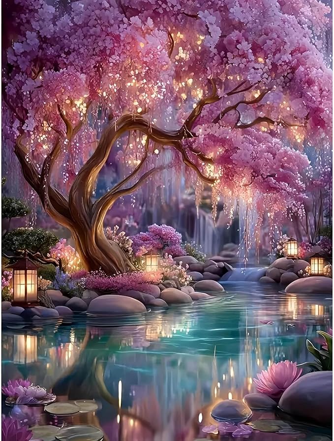 Fantasy Forest Stamped Cross Stitch Kits for Adults - Embroidery Kits for Beginners Adults,11 CT Patterns Dimensions Counted Cross Stitch Kits for Adults Arts Craft 12x16 inch
