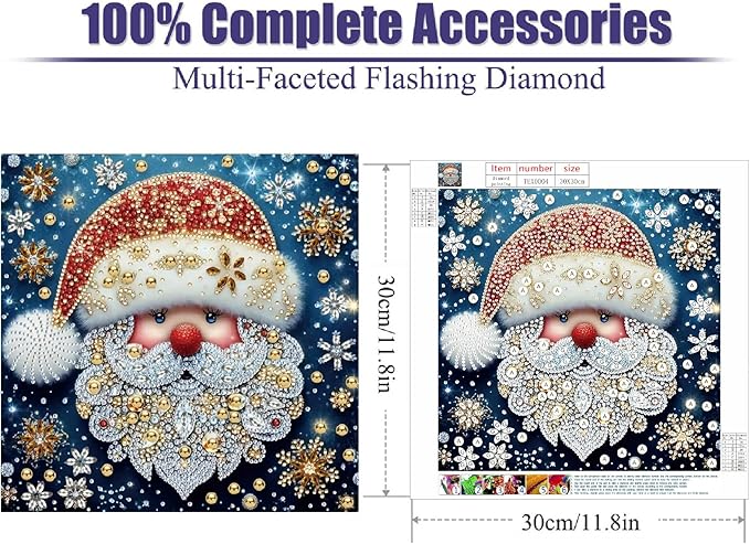 STGLCR 5d Christmas Diamond Painting Kits, Special Shaped Santa Claus Diamond Art Kits for Adults Snowflake Paint with Diamonds Gem Art,Full Drill Diamond Arts and Crafts for Decor 12 * 12 inch