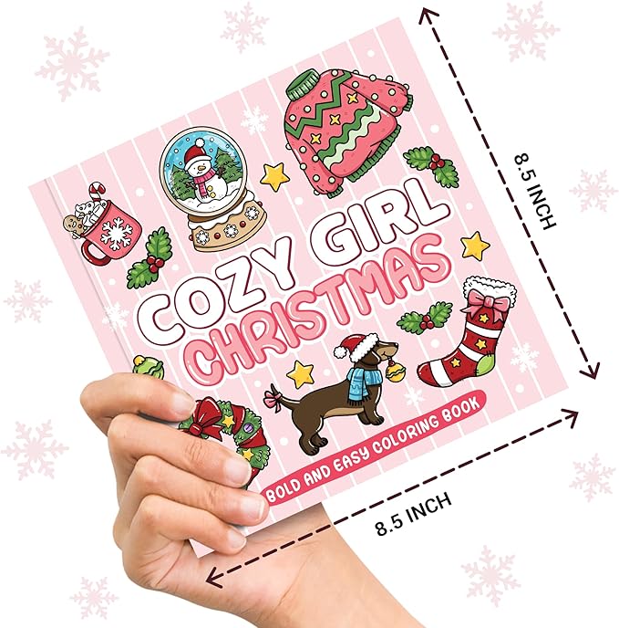 Brightenkidz Cozy Girl Christmas Coloring Book - Cute & Simple Adult Coloring Book with Bold and Easy Designs, Relaxation Hygge Winter Style - Cozy Christmas Holiday Gifts for Teens