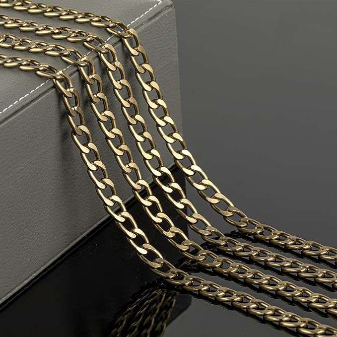 YOUBEIYEE 16.4 Feet Jewelry Making Chain Roll, Bronze Plated Aluminum Curb Cuban Chain Necklace for Women and Men Jewelry Chains Bulk