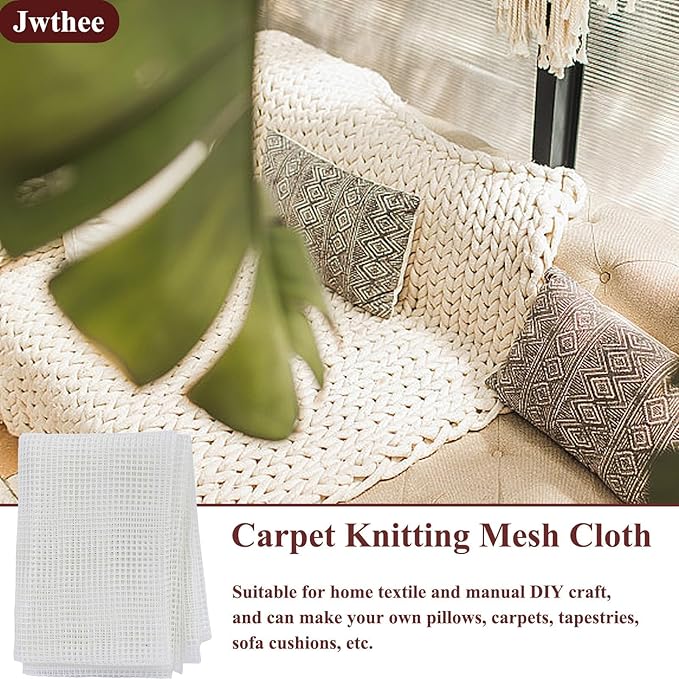 Latch Hook Canvas Mesh, Rug Canvas for Making Rug Blank Rug Hooking Mesh Canvas Latch Hook Rug Making Carpet Tapestry Kit Tool for Embroidery Crafts Decoration, 150 * 100cm