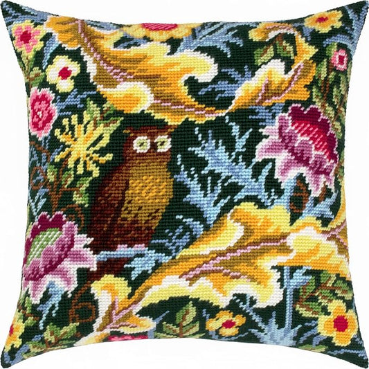 Brvsk Tapestry Needlepoint Kit for Adults and Beginners — Owl by John Henry Dearle 16″ × 16″ with Clear, Precise Printed Design on Cotton Canvas; Includes 2 Needles, Yarn, and Easy-Read Chart