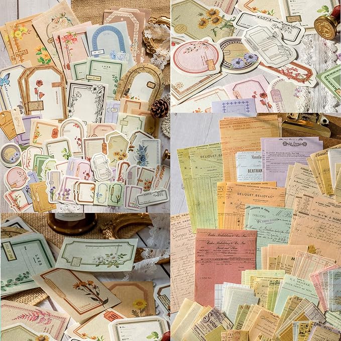 460 Sheets Vintage Scrapbook Papers Journaling Scrapbooking Supplies Kit junk journal supplies Decorative Craft Paper for Planner, Bullet Journal Collage Card Embellishment Retro Crafts