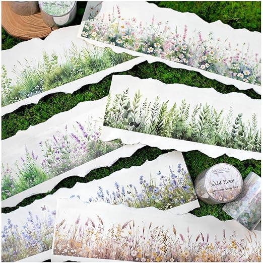 Kesari PET Tape Stickers for Scrapbooking Supplies,6 Rolls Flower Clusters Tape Scrapbook Stickers for Journaling Junk Journal Supplies, DIY Crafts (Light)