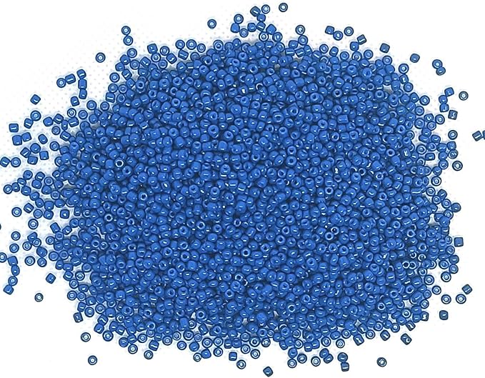 Perlin Glass Seed Beads 2mm 11/0 Round Mini Small Pony Beads 6500pcs for Making Earrings Bracelets Pendants Waist Jewelry DIY Handmade Opaque Color Kit (Sapphire Blue)