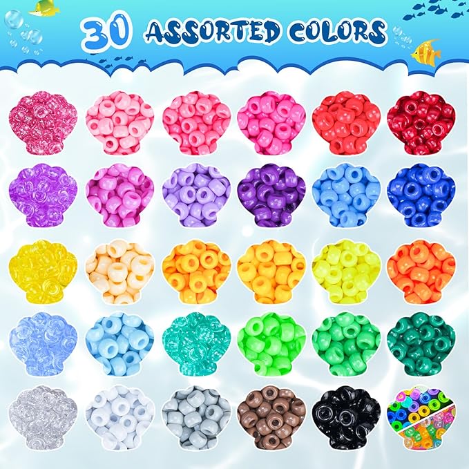 Gionlion 5250 PCS Pony Beads 30 Assorted Colors Includes Glow in The Dark Bead, Kandi Beads for Jewelry Making, Friendship Bracelet, 6x9mm Hair Bead for Braids in Shock Resistant Packaging
