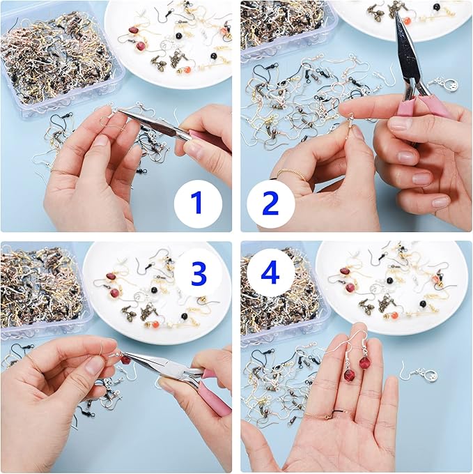 agcfabs 350pcs 20×17mm 7 color earring hooks hypo-allergenic ear wires fish hooks with a transparent plastic box jewelry findings for diy jewelry making (350)