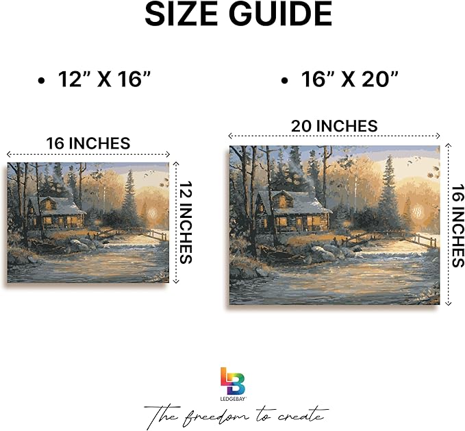 Ledgebay DIY Paint by Numbers Kit for Adults Framed Canvas Beginner to Advanced Paint by Numbers Kit Kits Include Acrylic Paint Set Brushes Tabletop Easel (Mystic Hour 16"x20" Framed)