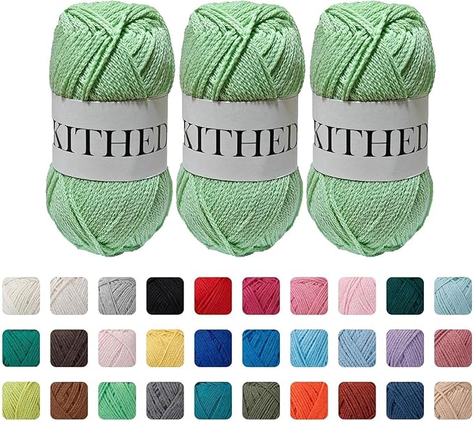 Cotton Yarn，10.5oz，526yard，3 Pack ，Soft Yarn for Crocheting and Knitting (12 Mint Green)