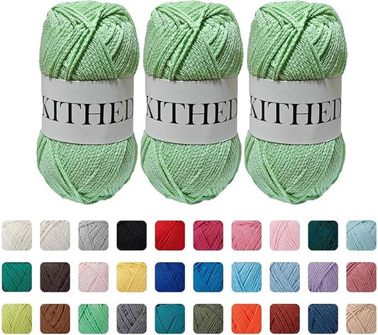 Cotton Yarn，10.5oz，526yard，3 Pack ，Soft Yarn for Crocheting and Knitting (12 Mint Green)