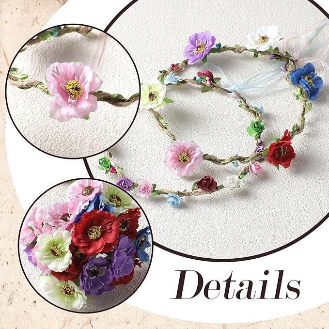 KorViSHOW DIY Flower Crowns Making Kit, 136 Pcs Handmade Rose Floral Headband Craft Set, DIY Creativity Fairy Flower Hair Accessories Making Kit for Women Make Your Own Handmade Activities Arts Gifts
