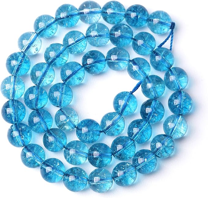6mm 61pcs Blue Topaz Crystal Quartz Natural Stone Round Loose Beads for Jewelry Making DIY Bracelet Necklace Earrings