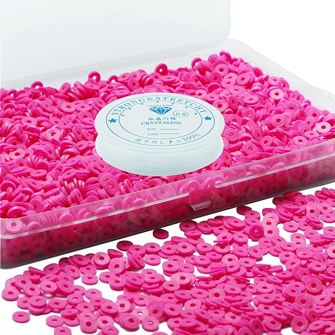 4000 Pcs Clay Beads for Bracelets Making, Polymer Spacer Flat DIY for Jewelry Necklace Earring Making Kit, Preppy Aesthetic Heishi Heshie Thin Disk Beads Assortments Set 4 6 8MM (PK-2-03, 6MM)