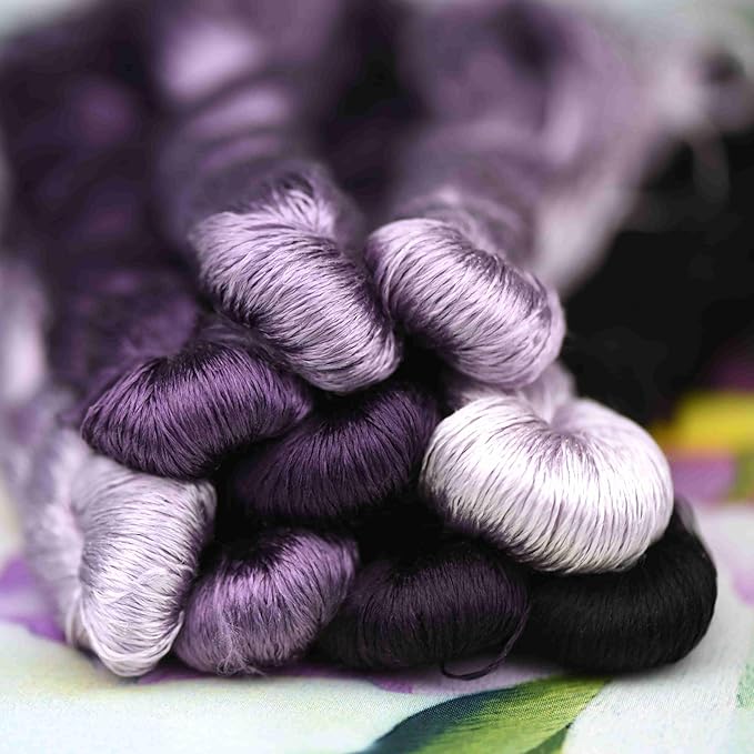 Natural 100% Silk Thread, Handmade Embroidery Thread Silk Floss 9 Colors 110m Each (74)