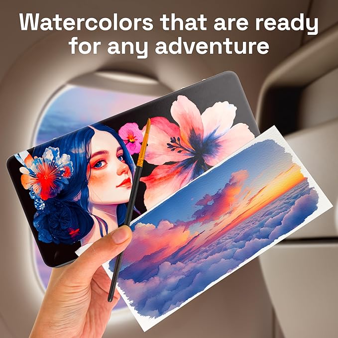 ARTISTRO 168 Color Watercolor Paint Set - Portable Paint Art Kit with Palette and Brush Pens - Travel Water Color Set for Adults, Professionals, Kids - Art and Painting Supplies - Gift Idea