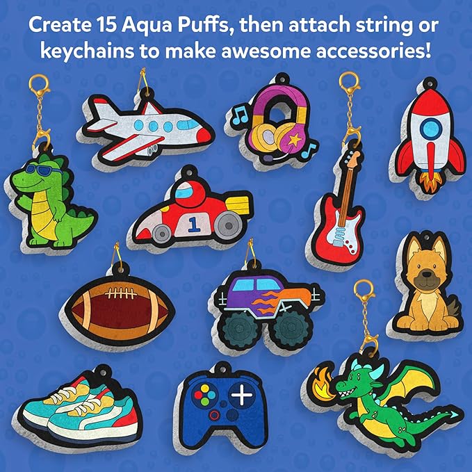 skillmatics 3d art kit – aqua puffs just cool things, mess-free paint by number craft for kids, diy color & inflate activity, travel toys & creative gift for boys & girls ages 4, 5, 6, 7, 8, 9, 10