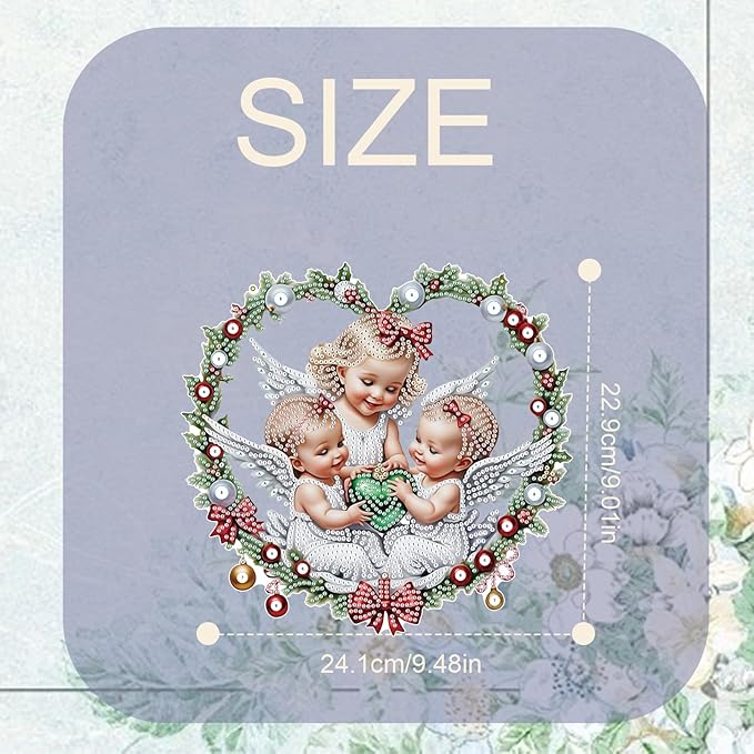TDFERAN 5D Diamond Painting Kits for Adults Hanging Sign Christmas 12x20cm Angel Diamond Art Wall Art Sign Elf Diamond Art Hanging Ornament Home Garden Wall Door Cross Stitch Kits Hanger Pendant